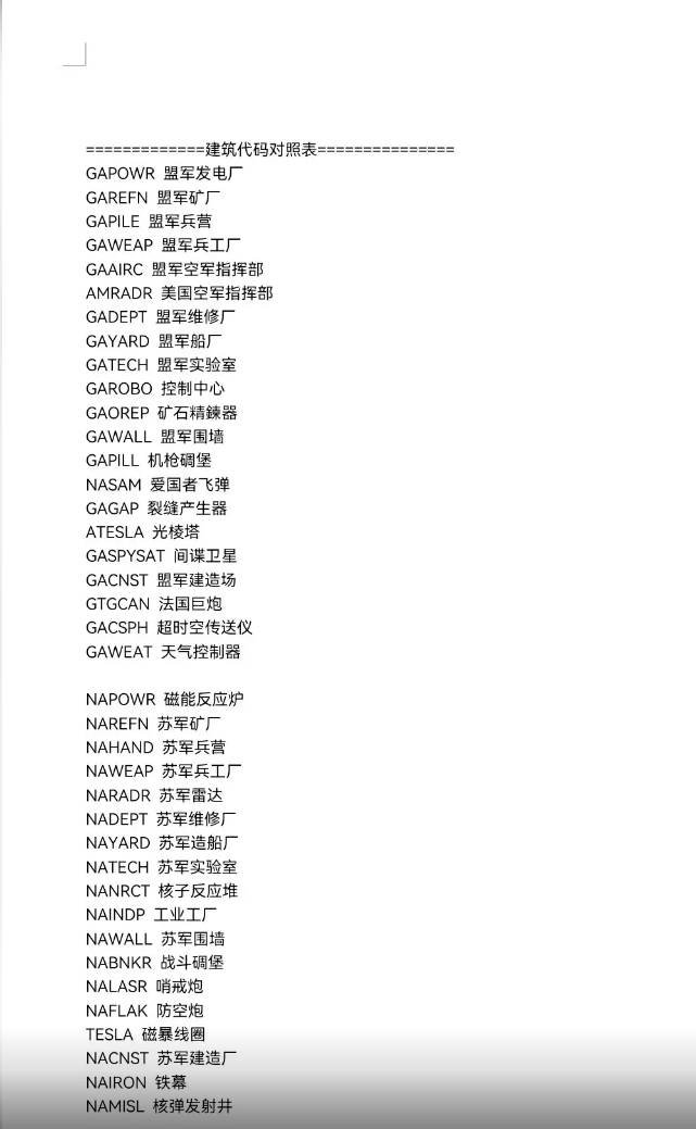 红警rules代码大全 中文对照表  第8张